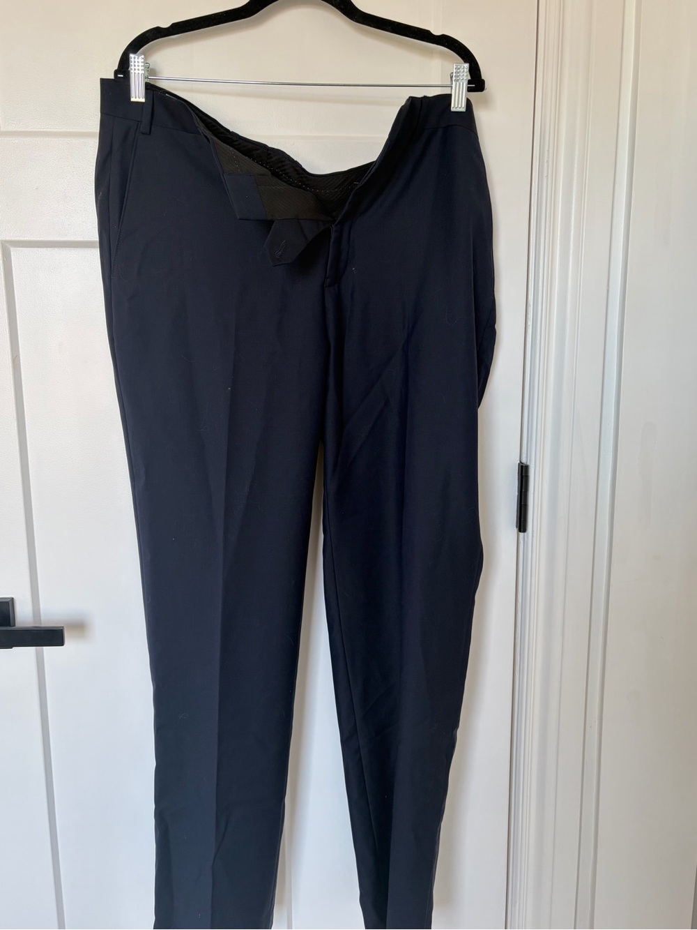 Ryan Seacrest Distinction 100% Wool Navy Blue Dress Pants - Classic Tailored Fit